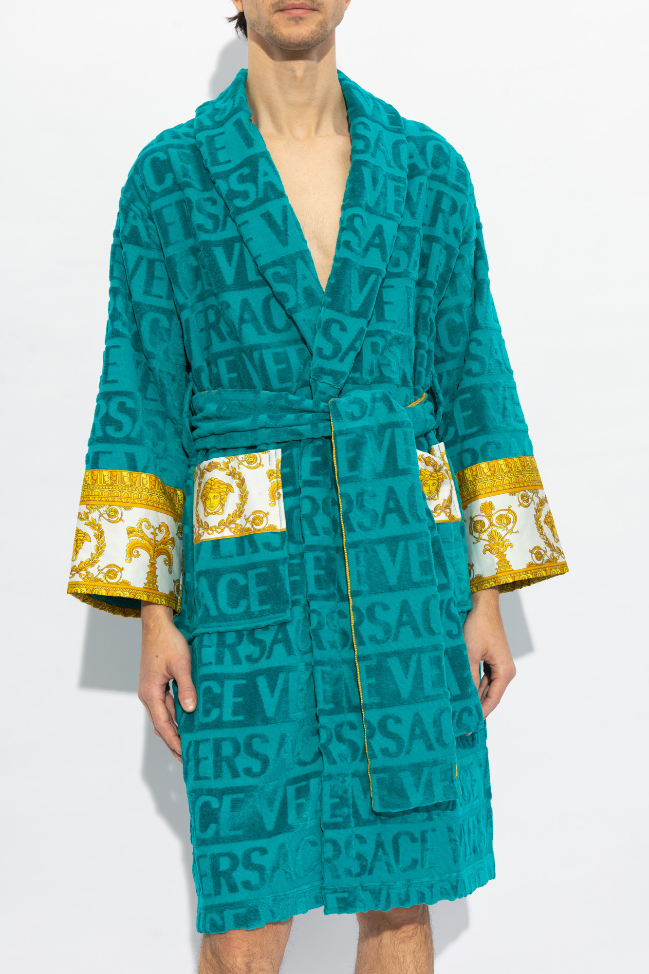 Blue Cotton bathrobe Versace Home - SchaferandweinerShops Japan